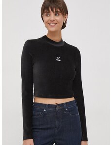 Calvin Klein Jeans hosszú ujjú női, félgarbó nyakú, fekete