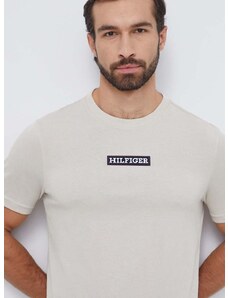Tommy Hilfiger t-shirt bézs, férfi, nyomott mintás