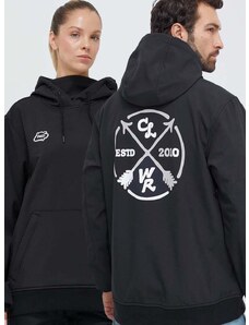 Colourwear sportos pulóver Est 2010 fekete, nyomott mintás, kapucnis