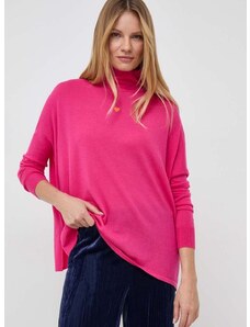 MAX&Co. gyapjú pulóver könnyű, női, rózsaszín, félgarbó nyakú