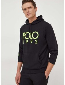 Polo Ralph Lauren felső fekete, férfi, nyomott mintás, kapucnis