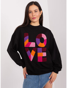 FANCY Fekete pulóver színes felirattal LOVE FA-BL-8881.27-fekete