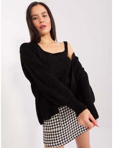 Fashionhunters Black knitted set with puff sleeves