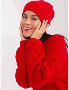 Fashionhunters Red winter hat with appliqués