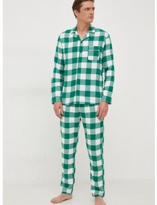 United Colors of Benetton pamut pizsama zöld, mintás