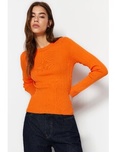 Trendyol Orange Basic Crew nyakú kötöttáru pulóver