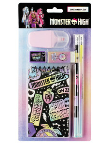 STARPAK Monster High írószer szett 5 db-os (notesz, radír, ceruza, szövegkiemelő, stb.)