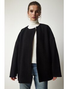 Happiness İstanbul női fekete szezonális elegáns kabát kabát