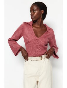 Trendyol szárított rózsa puha textúrájú pólónyakú kötöttáru pulóver