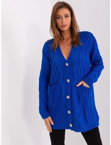 Fashionhunters Cobalt blue cardigan with pockets