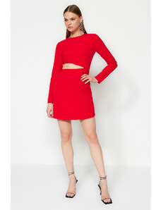 Trendyol Red testhezálló ablak/kivágott részletes estélyi ruha