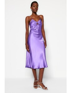 Trendyol Purple Strappy Satin szőtt ruha