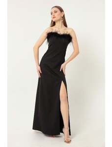 Lafaba női fekete otris részletes estélyi ruha és ballagási ruha