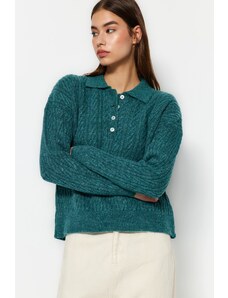 Trendyol Khaki Wide fit puha textúrájú kötöttáru pulóver