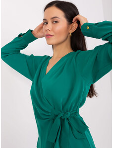 Fashionhunters Dark green wrap-around party blouse with ties
