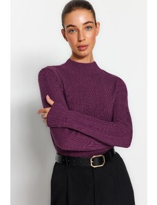 Trendyol lila magas nyakú kötöttáru pulóver