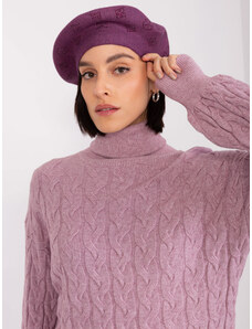 Fashionhunters Dark purple women's beret with rhinestones