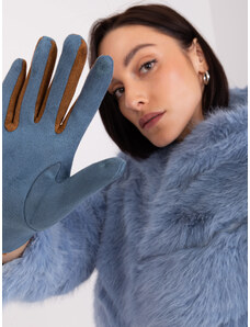 Fashionhunters Grey-blue gloves with braided straps