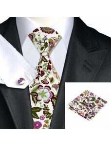 Fiori halványlila virágos nyakkendő szett