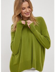 Sisley gyapjú pulóver könnyű, női, zöld