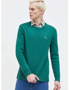 Tommy Jeans pamut pulóver zöld