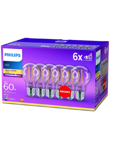LED Izzók Philips Bombilla Átlátszó E 60 W (2700k)