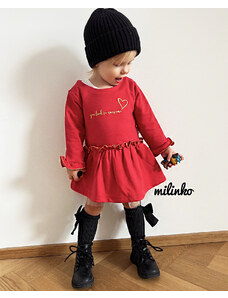 Miniworld Hosszú ujjú kislány ruha- Csodálatosan nézel ki, piros