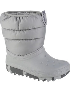 Šedé dětské sněhule Crocs Classic Neo Puff Boot Kids 207684-007