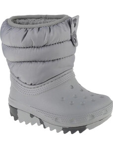 Šedé dětské sněhule Crocs Classic Neo Puff Boot Toddler 207683-007