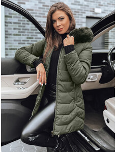 BASIC Sötét khaki színű steppelt téli kabát CAPELLA TY4021