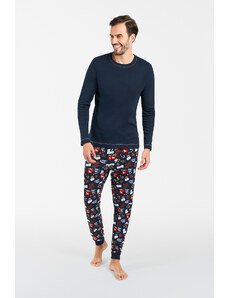 Italian Fashion Men's pyjamas Rojas long sleeves, long pants - navy blue/print