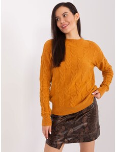 Fashionhunters Mustard sweater with viscose cables