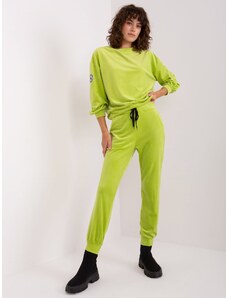 Fashionhunters Lime velour set with trousers