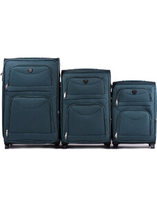 Sötétkék 3 bőröndből álló készlet 6802(2), Sets of 3 suitcases Wings 2 wheels L,M,S, Dark Green