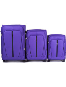 Lila 3 darabos bőröndkészlet fekete csíkkal 1706(2), Sets of 3 suitcases Wings 2 wheels L,M,S, Purple