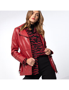 Női bőr motoros kabát Wittchen, piros, természetes bőr