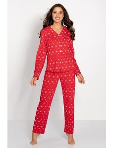Momenti per Me Super winter női pizsama, piros, hópelyhes