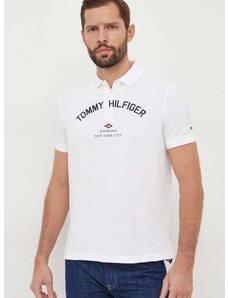 Tommy Hilfiger pamut póló fehér, nyomott mintás