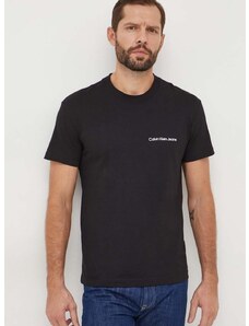 Calvin Klein Jeans pamut póló fekete, férfi, nyomott mintás