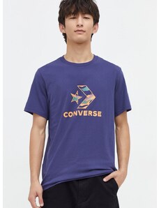 Converse pamut póló sötétkék, férfi, nyomott mintás