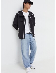 Tommy Jeans rövid kabát férfi, fekete, átmeneti