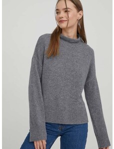 Abercrombie & Fitch kasmír pulóver könnyű, szürke, félgarbó nyakú