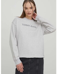 Tommy Jeans pamut melegítőfelső szürke, női, nyomott mintás
