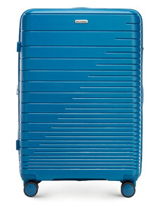 Nagy polipropilén bőrönd fényes csíkokkal Wittchen, kék, polipropilén
