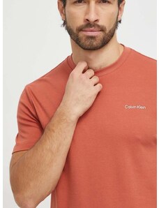 Calvin Klein pamut póló narancssárga, sima