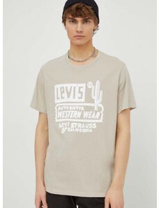 Levi's t-shirt bézs, férfi, nyomott mintás