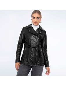 Női bőr motoros kabát Wittchen, fekete, természetes bőr