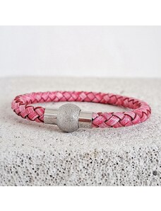 Kygo Design Pink Fonott Bőr Női Karkötő – Nemesacél Mart Csattal