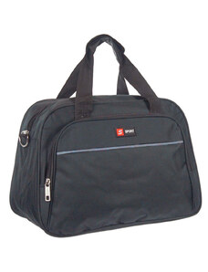 40 cm hosszú szürke csíkos fekete kabintáska, kézipoggyász táska Sport