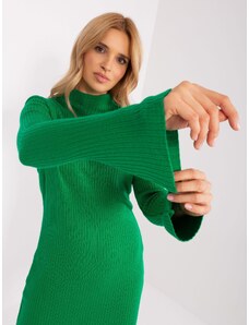 Fashionhunters Green knitted dress with bell sleeves